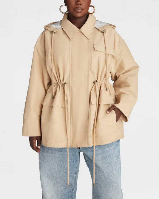Drawstring-Waist Trench Jacket