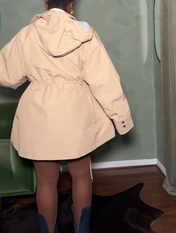 Drawstring-Waist Trench Jacket