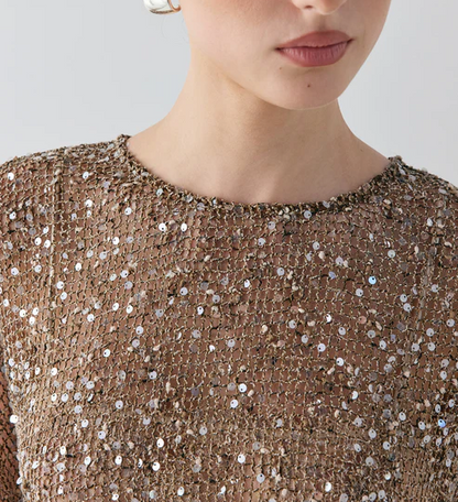 Mocha Sequin Midi Dress