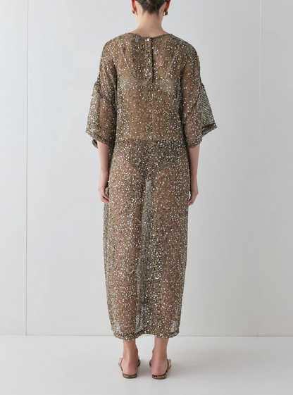 Mocha Sequin Midi Dress