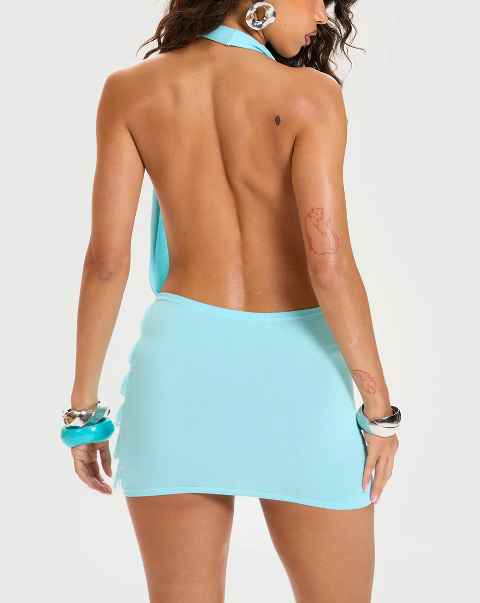 Round-Neck Stretch Mini Dress