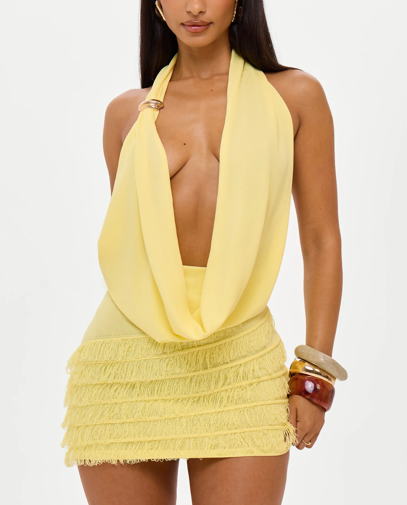 Round-Neck Stretch Mini Dress