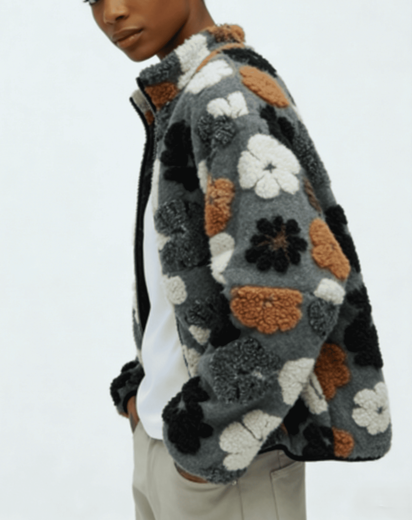 Floral Textured Zip Coat