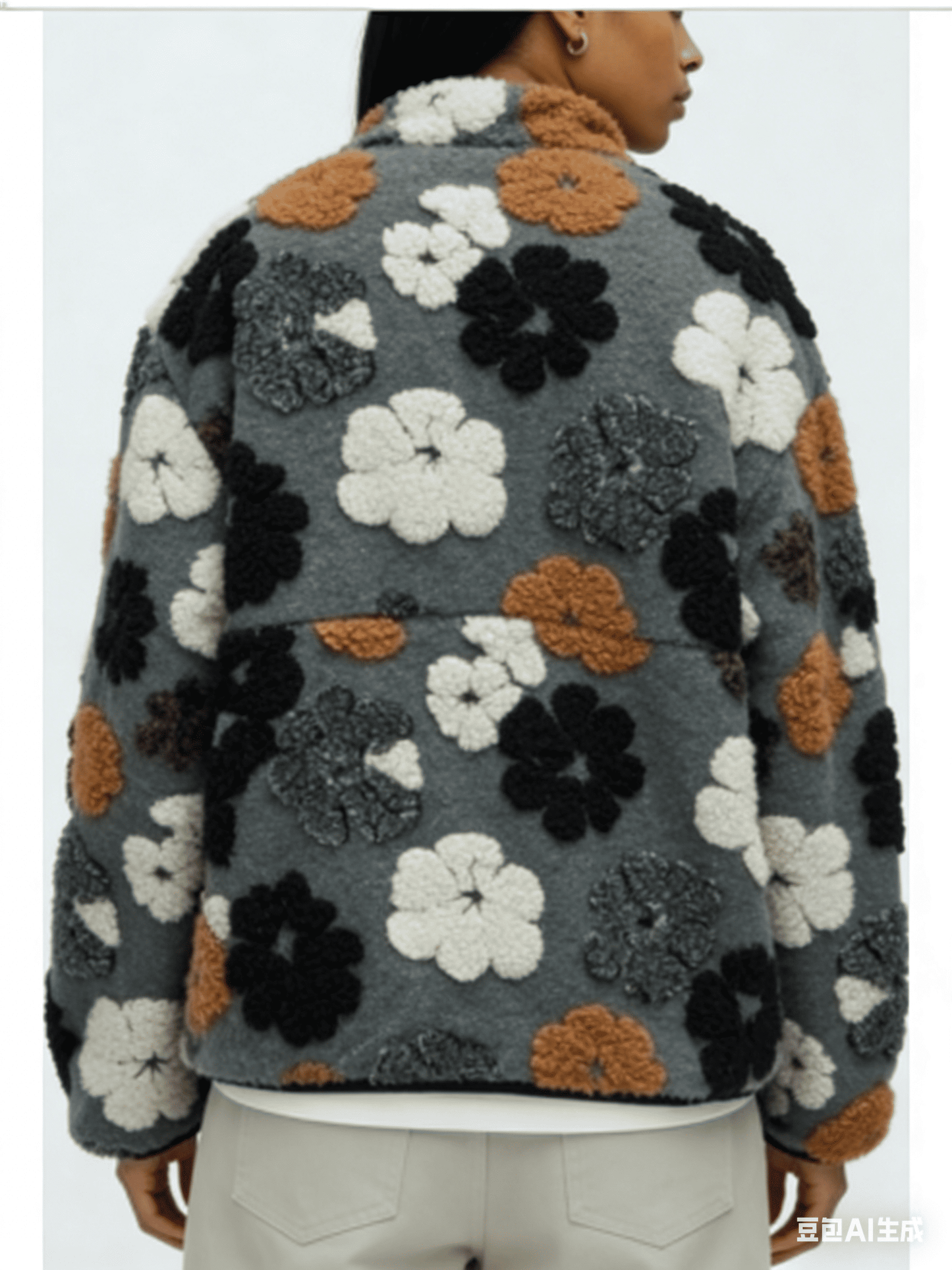 Floral Textured Zip Coat