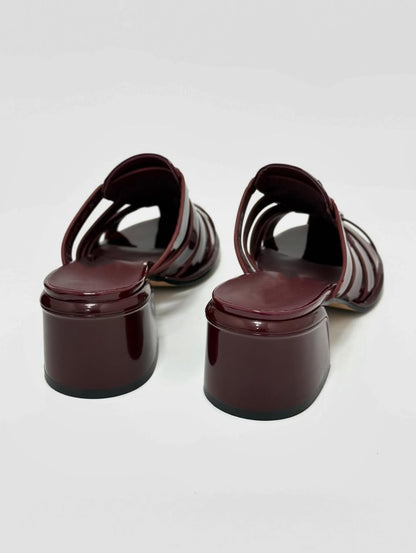 Woven Hollow-out Thick-heel Slippers