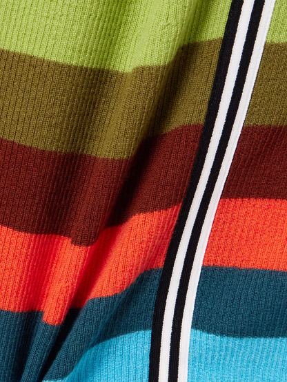 Striped ribbed wool-blend maxi dress