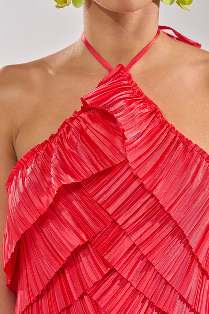 Tiered Pleated Strapless Dress