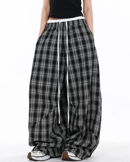 Plaid Wide Leg Pants