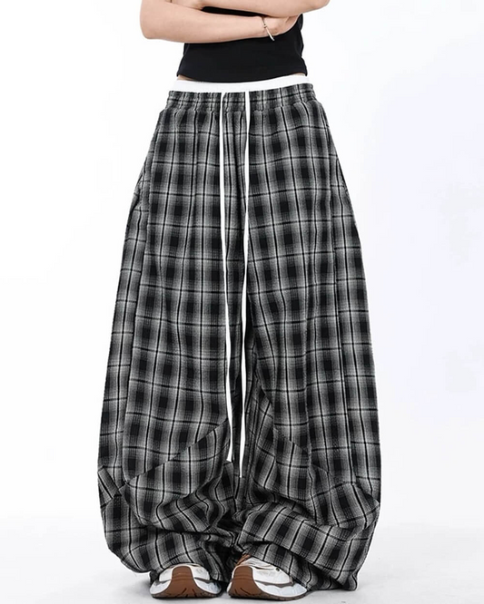 Plaid Wide Leg Pants