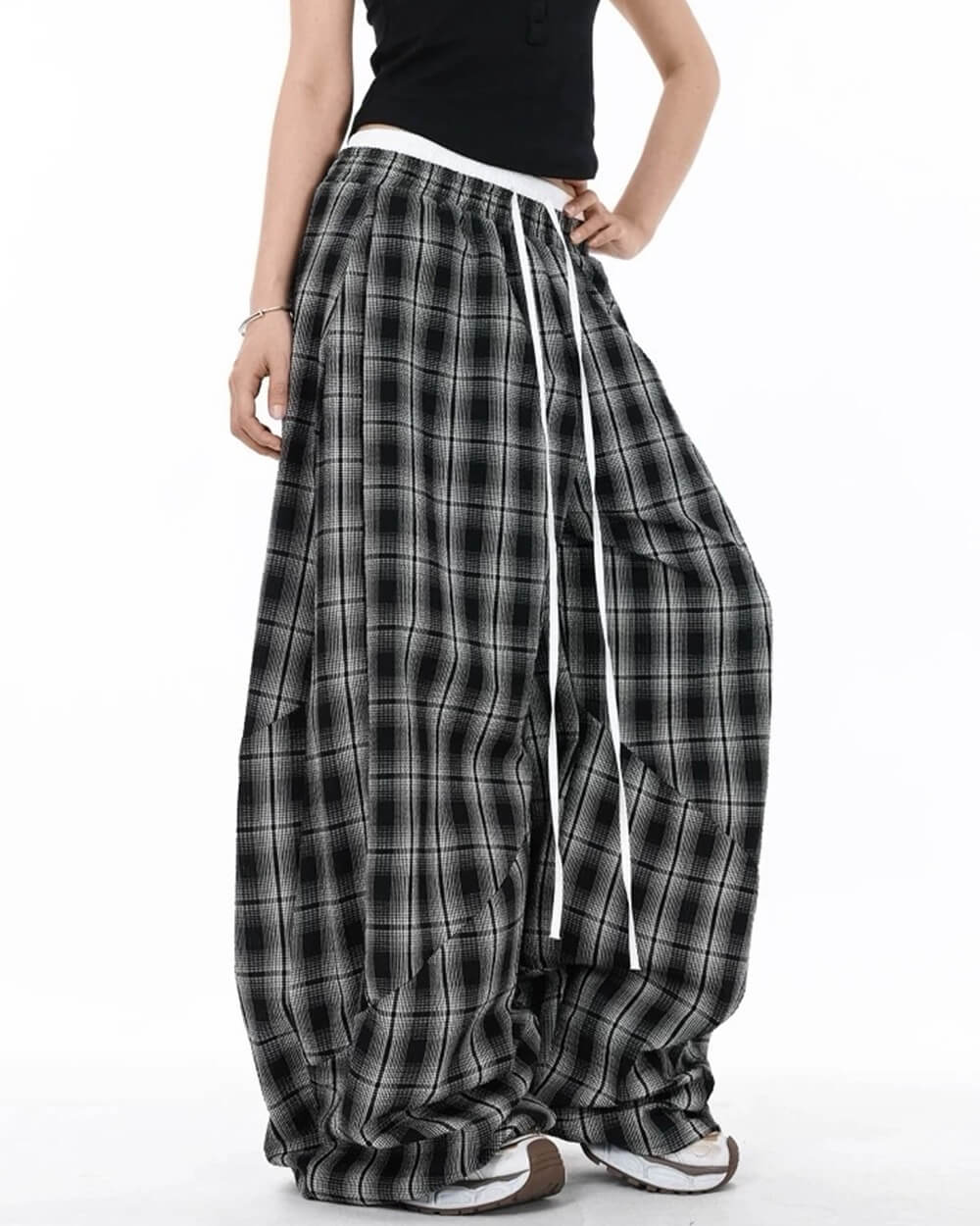 Plaid Wide Leg Pants