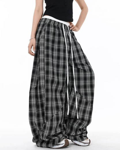 Plaid Wide Leg Pants