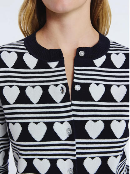 Heart-Pattern Knit Cardigan + Red  Strappy Maxi Dress