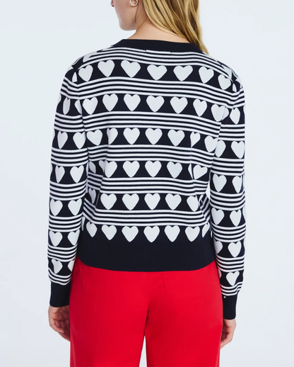 Heart-Pattern Knit Cardigan + Red  Strappy Maxi Dress