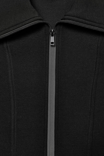 Fitted Neoprene Effect Jacket + Pants Two-Piece Set