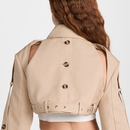 Double-Breasted Cropped Trench Jacket