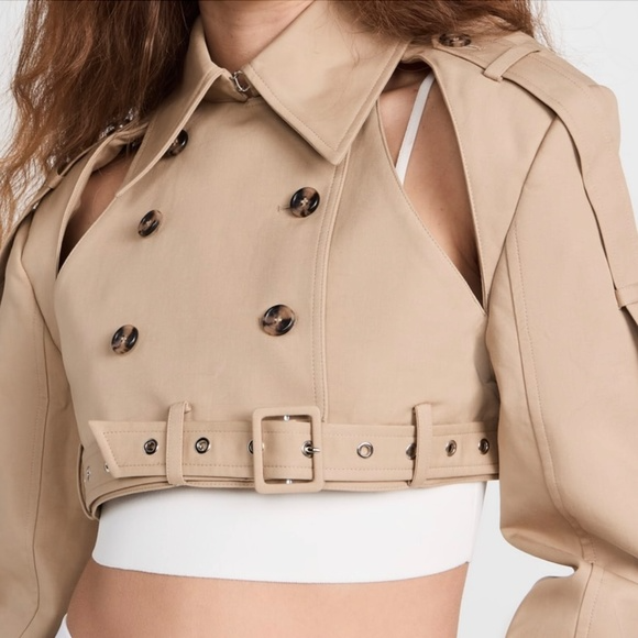 Double-Breasted Cropped Trench Jacket