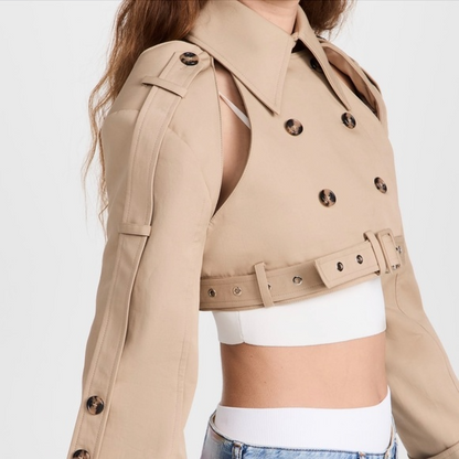 Double-Breasted Cropped Trench Jacket