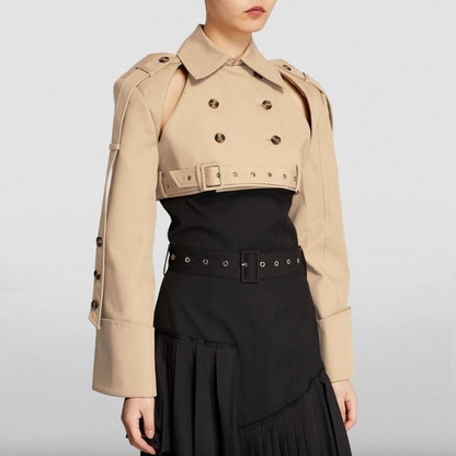 Double-Breasted Cropped Trench Jacket