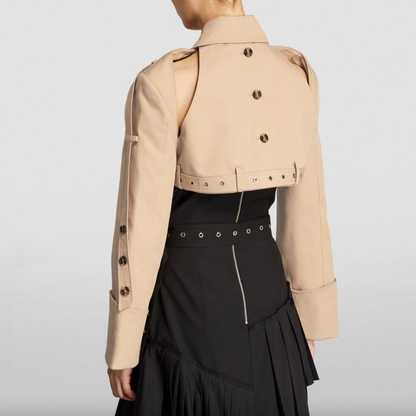 Double-Breasted Cropped Trench Jacket