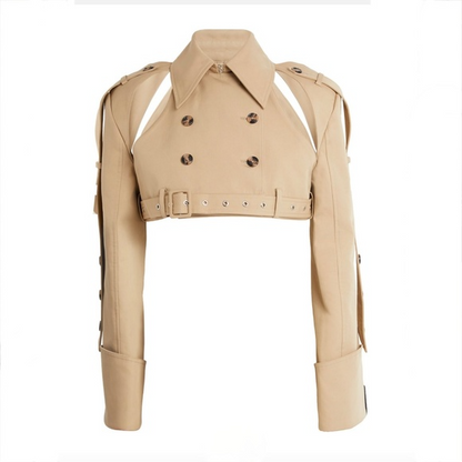 Double-Breasted Cropped Trench Jacket