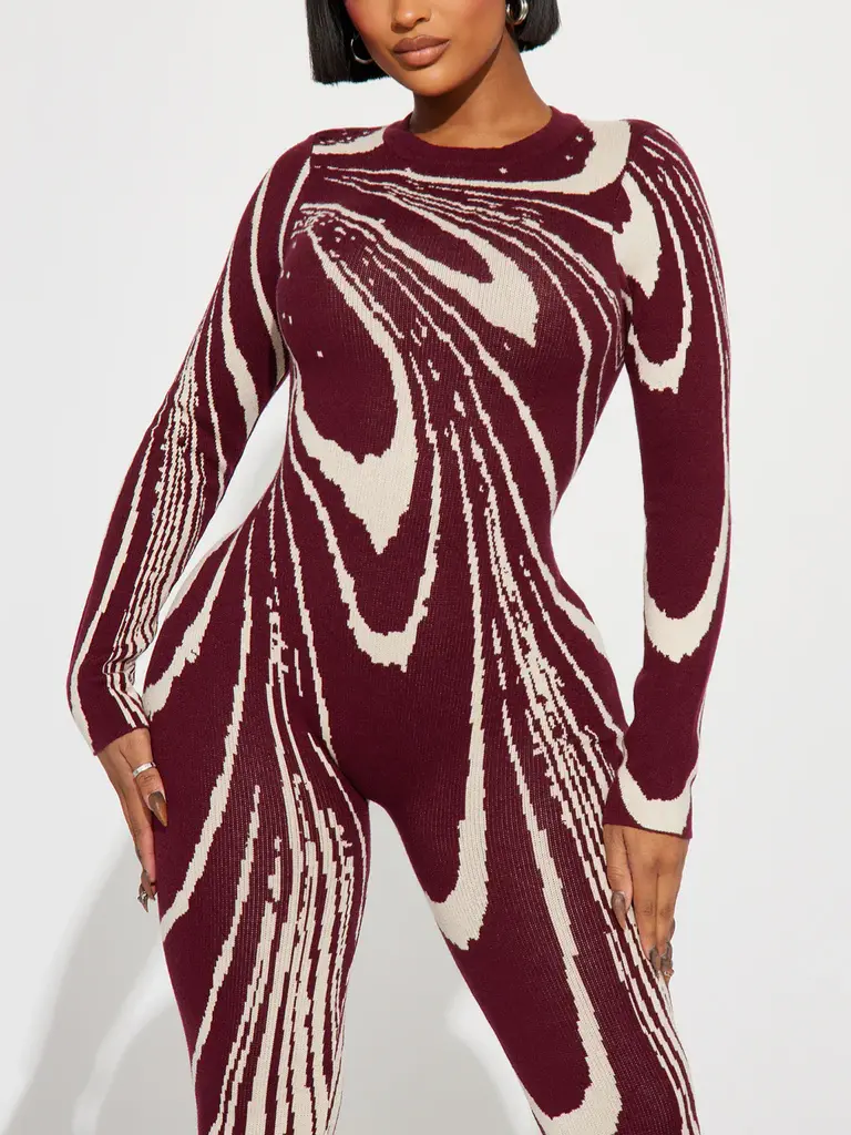 Color-Printed Knit Jumpsuit