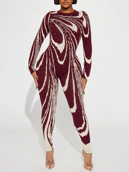 Color-Printed Knit Jumpsuit