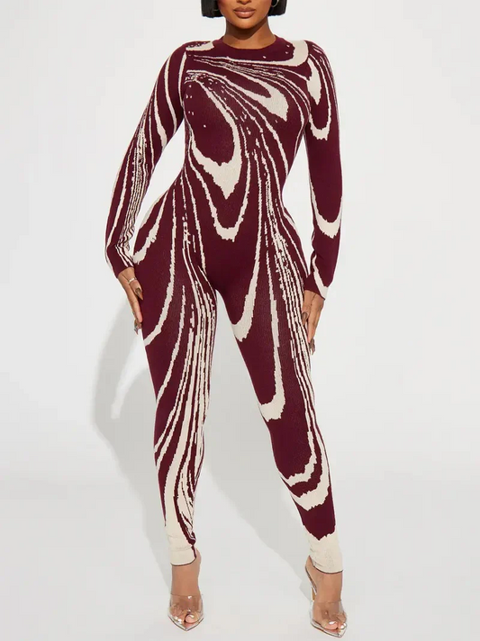 Color-Printed Knit Jumpsuit