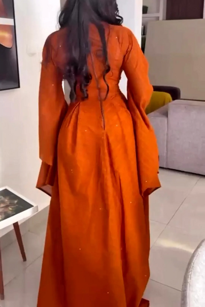 Long-Sleeve Bell-Sleeve Dress
