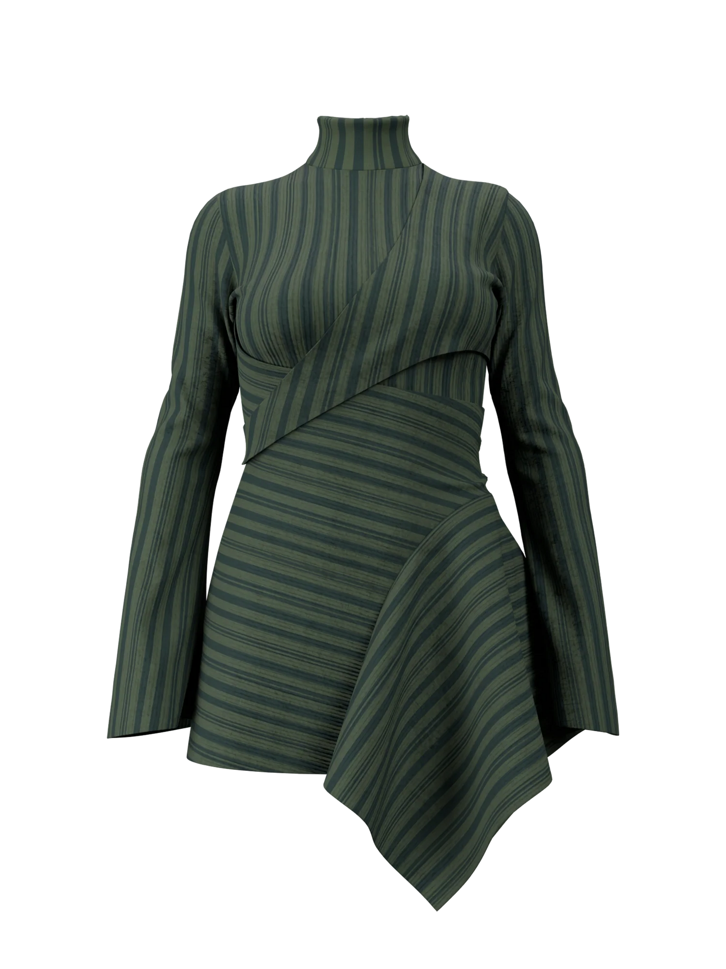 Striped Asymmetric Pleated Suit