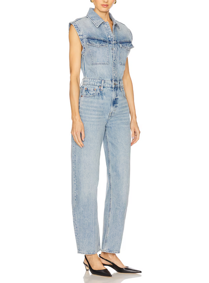 Denim sleeveless jumpsuit
