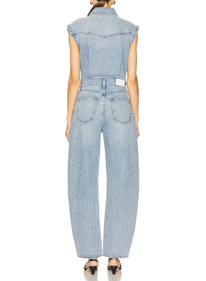 Denim sleeveless jumpsuit