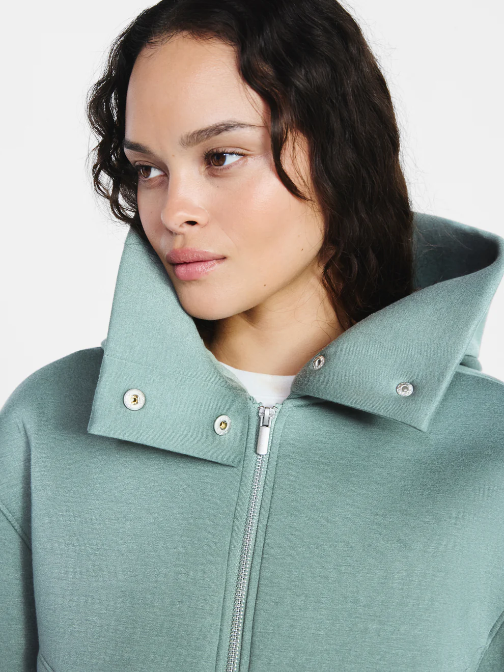 Fleece hooded oversized jacket