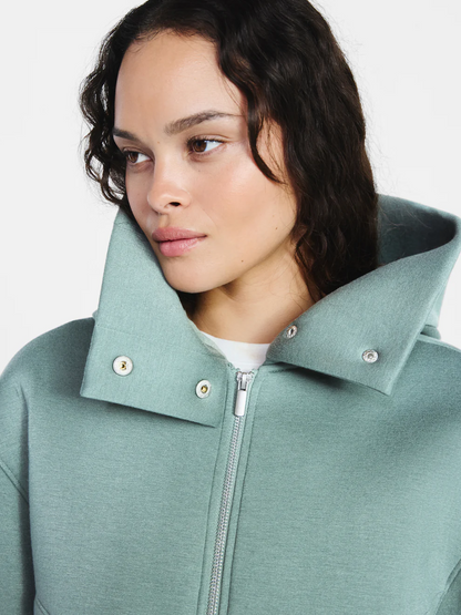 Fleece hooded oversized jacket