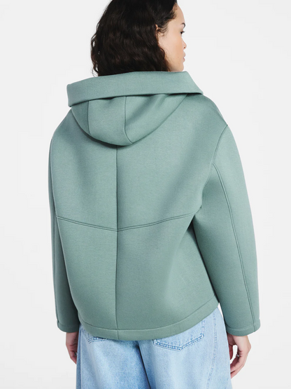 Fleece hooded oversized jacket