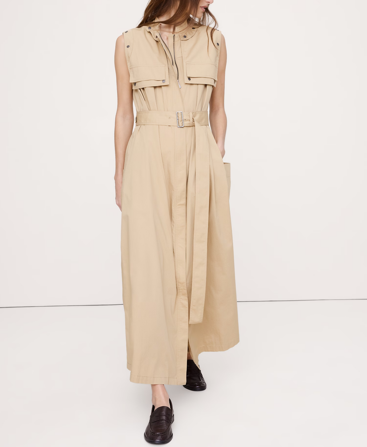 Stretch Cotton Multifunctional Trench Dress