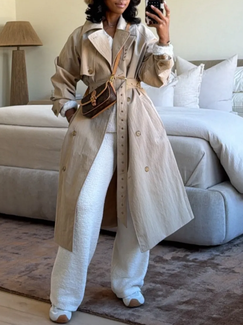 Oversized Washed Cotton and Nylon Trench Coat