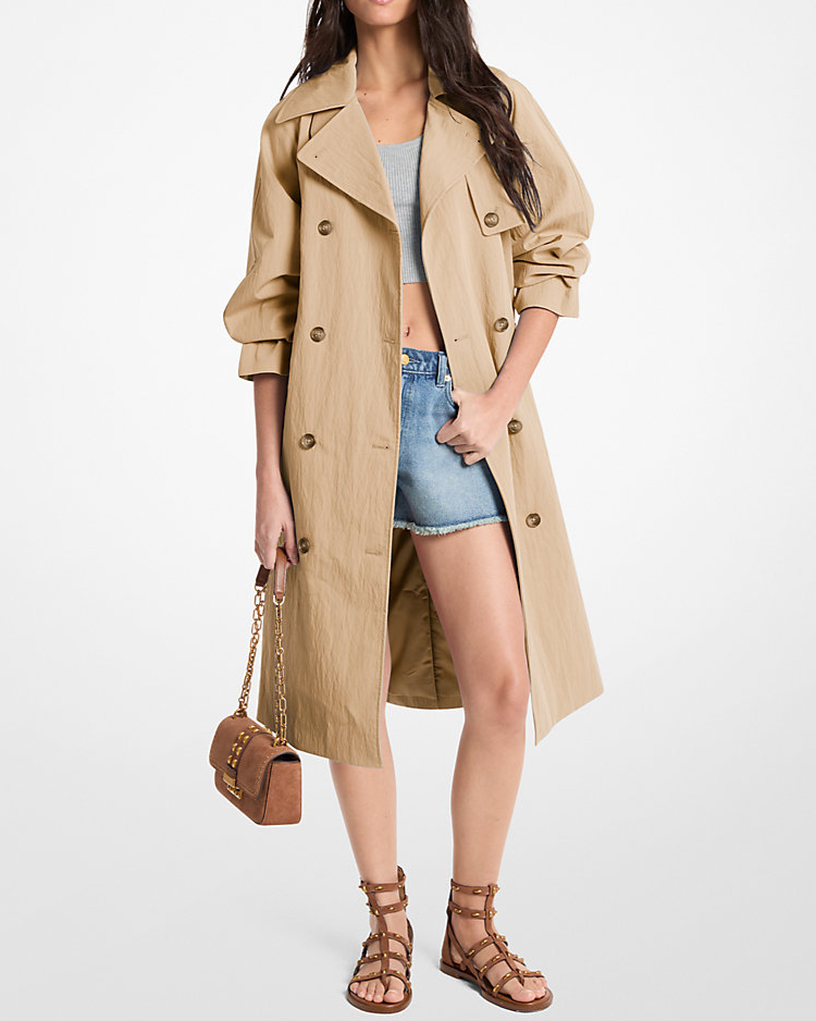 Oversized Washed Cotton and Nylon Trench Coat