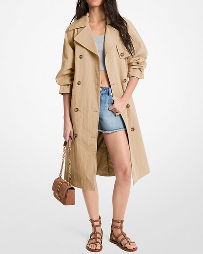 Oversized Washed Cotton and Nylon Trench Coat