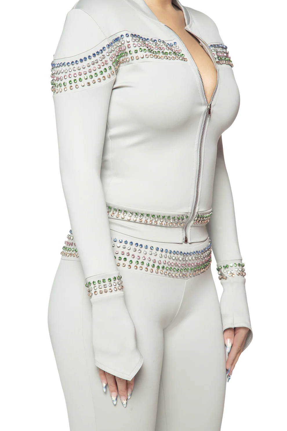 Crystal-embellished slim-fit casual suit