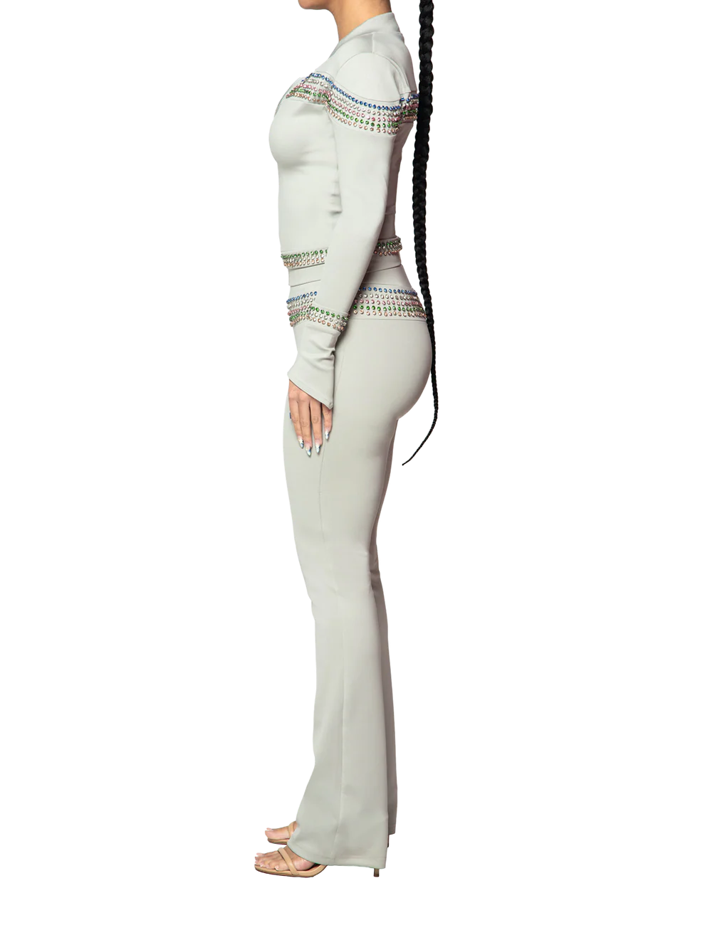 Crystal-embellished slim-fit casual suit