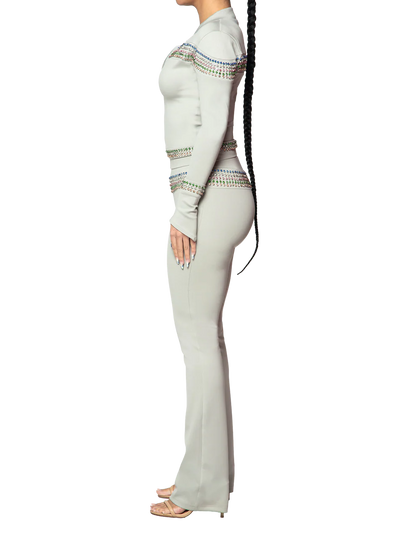 Crystal-embellished slim-fit casual suit