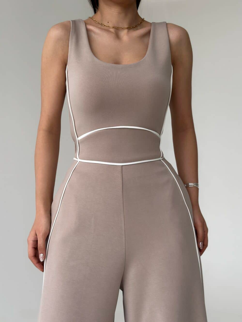Casual Sports-Style Jumpsuit + Jacket Two-Piece Set