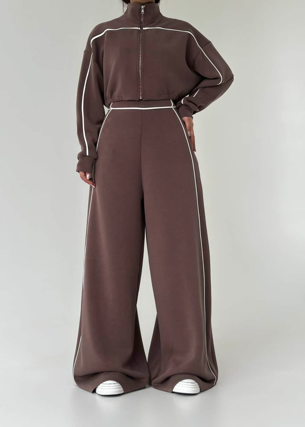 Casual Sports-Style Jumpsuit + Jacket Two-Piece Set