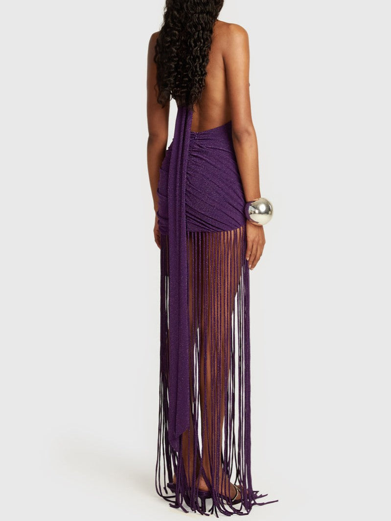 Purple Fringe Sleeveless Dress