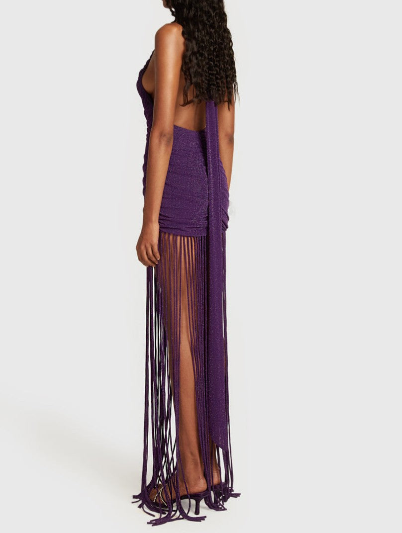 Purple Fringe Sleeveless Dress
