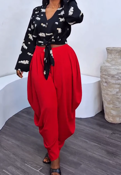 Pleated balloon pants