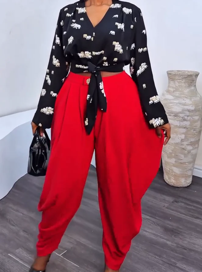 Pleated balloon pants