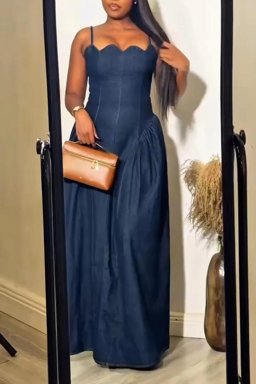 Strap Denim  Dress