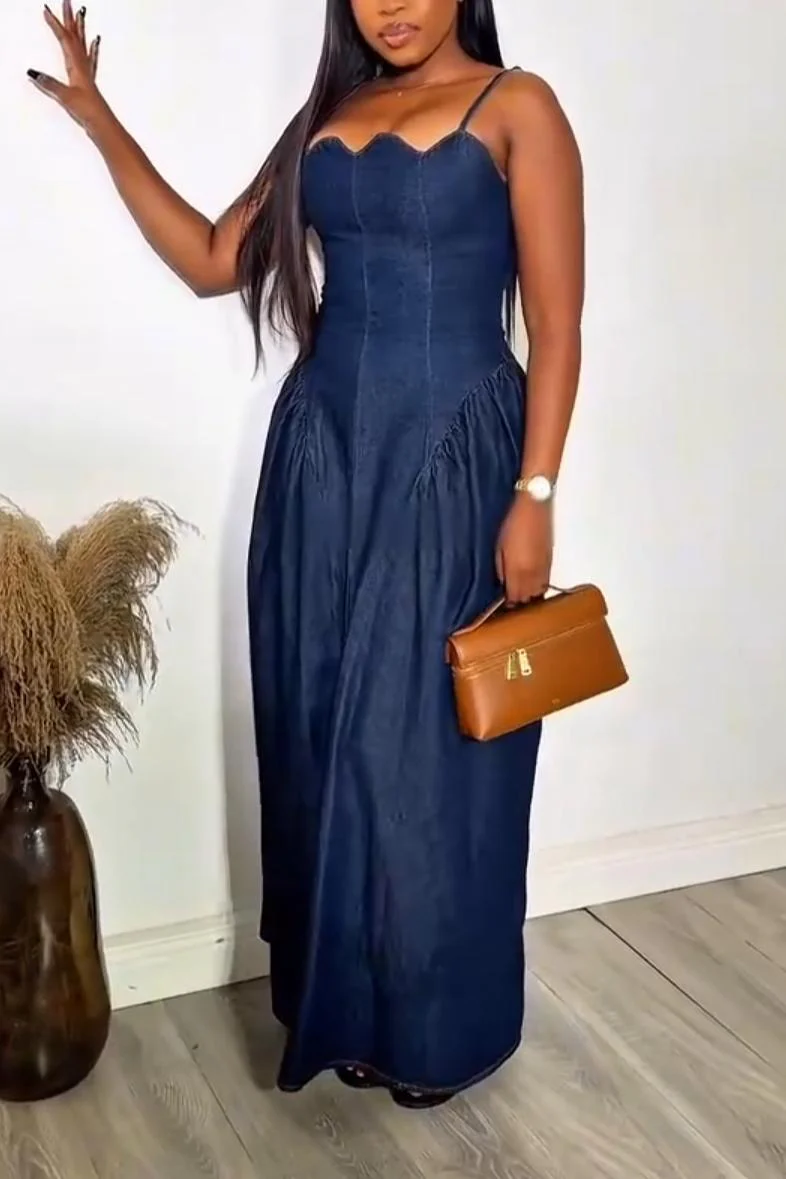 Strap Denim  Dress