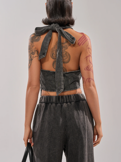 Vintage-Washed Set  with Paperclip Details